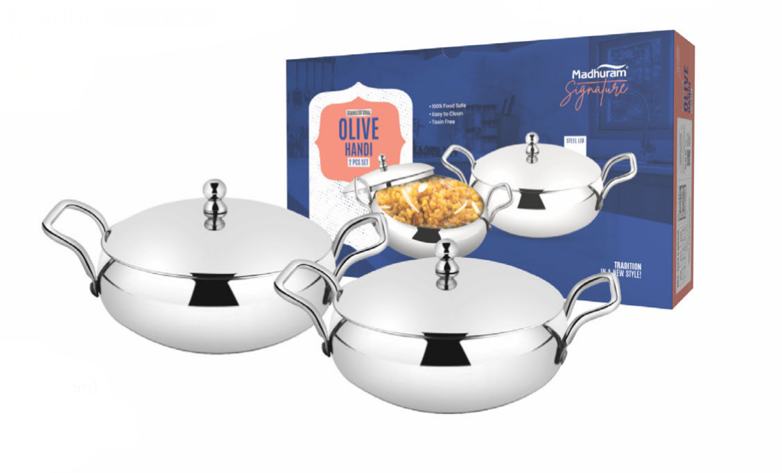 Olive handi steel lid 2pcs set