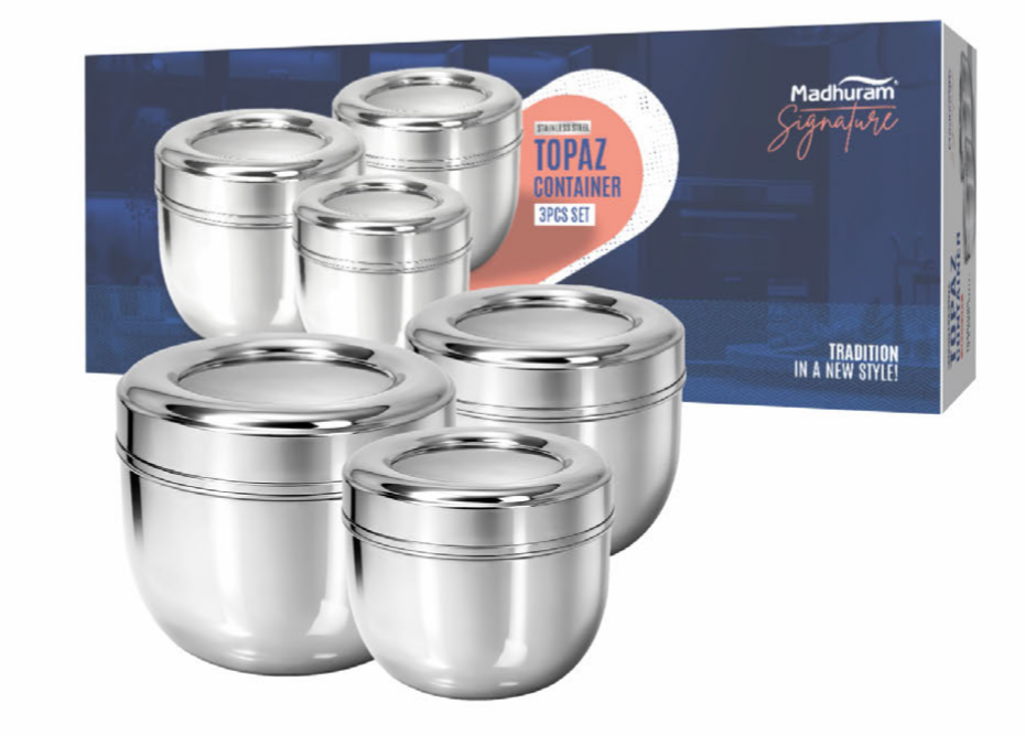 Topaz container steel lid 3 pcs set
