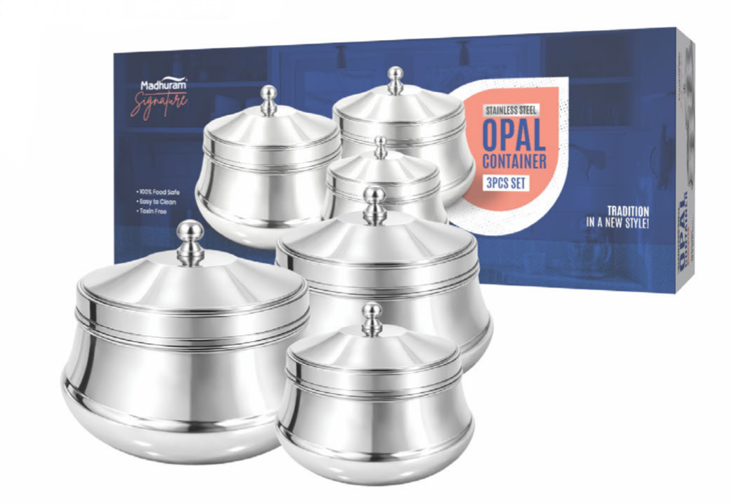 Opal container steel lid 3pcs set