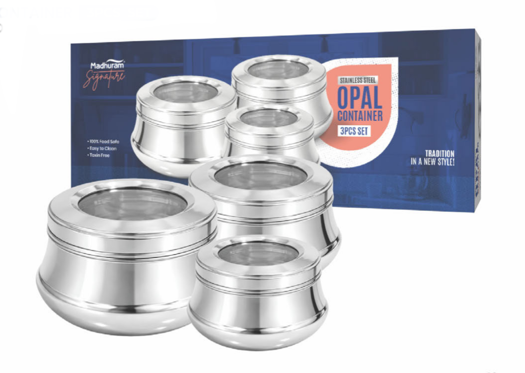 Opal container glass lid 3pcs set