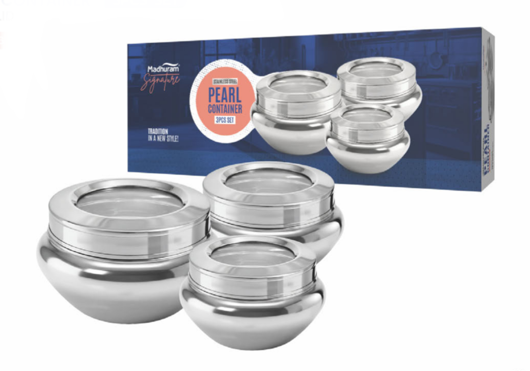 Pearl container glass lid 3pcs set