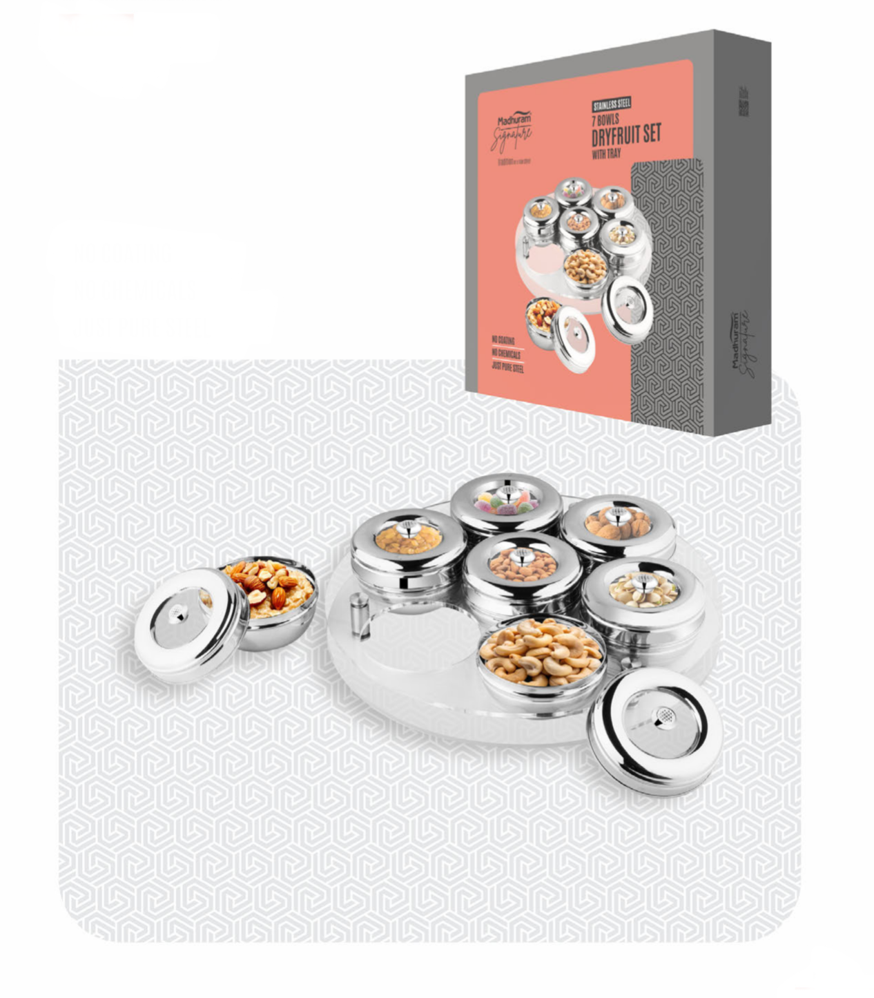 Dry fruit set crystal tray 6 bowl set